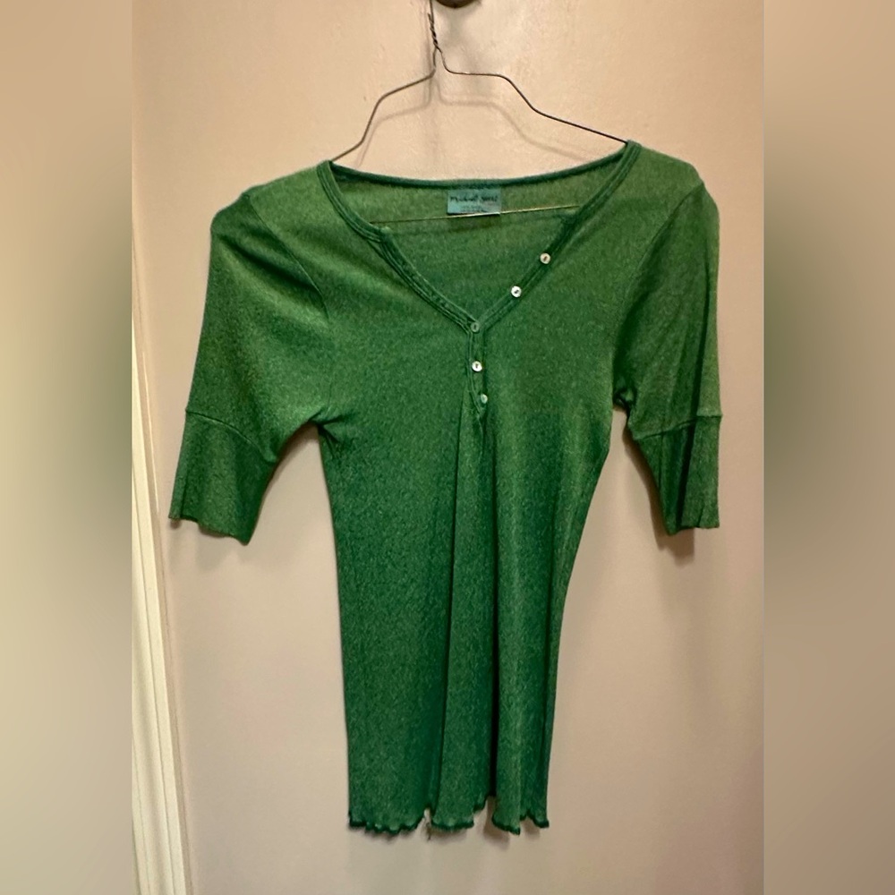 ⭐️⭐️Michael Star T Shirt Womens One Size V Neck 3/4 Sleeve⭐️⭐️